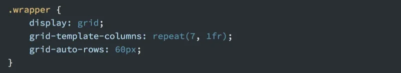 CSS Grid: código para 7 colunas