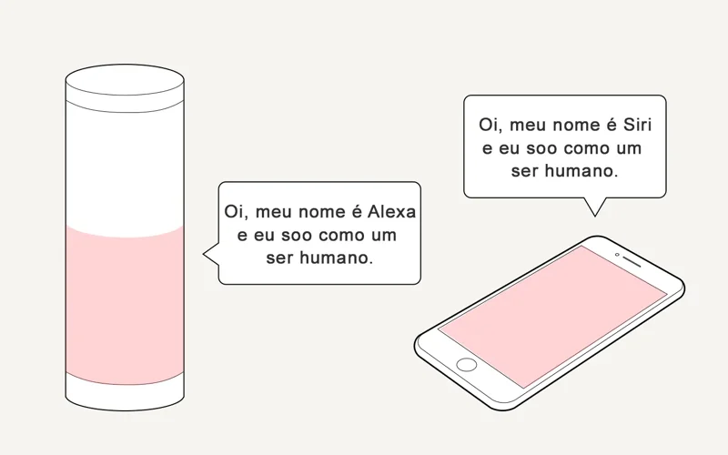 Esqueumorfismo e assistente de voz: Alexa e Siri.