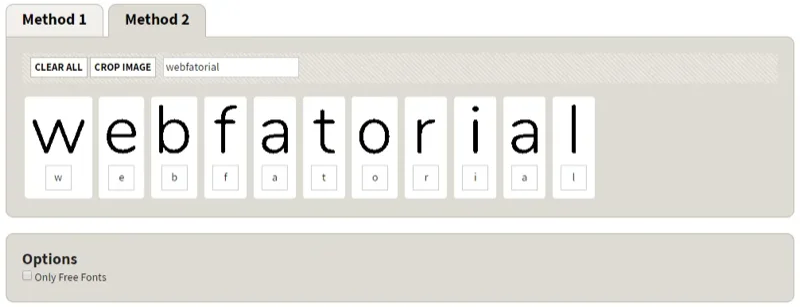 Identificador de fonte: ajuste manual do identificador de fontes em cada letra.