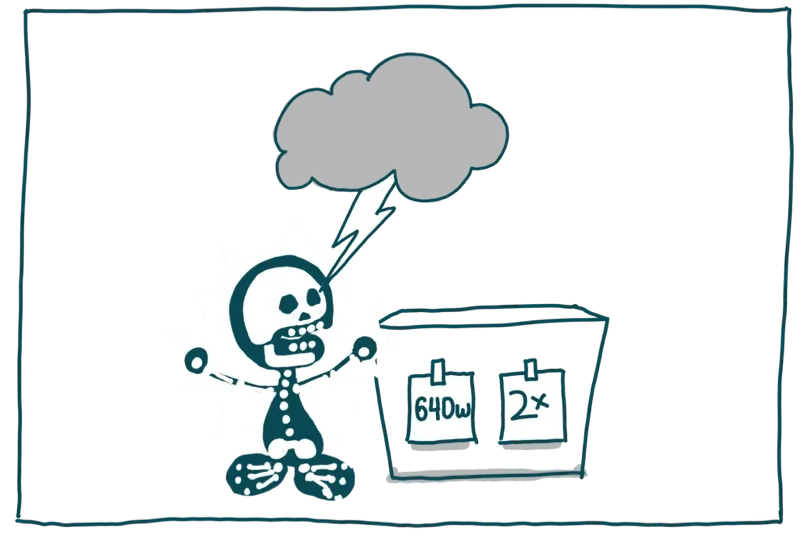 Imagens responsivas com srcset e sizes: relâmpago