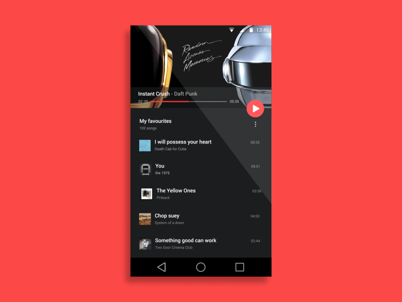 Motion UI - Animação funcional: transição em player de música