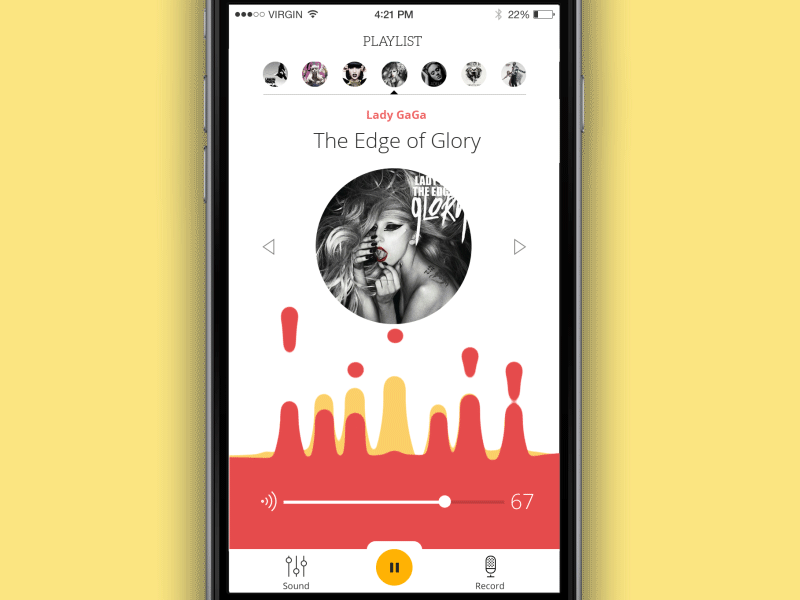 Microinteração com Motion UI: player de música