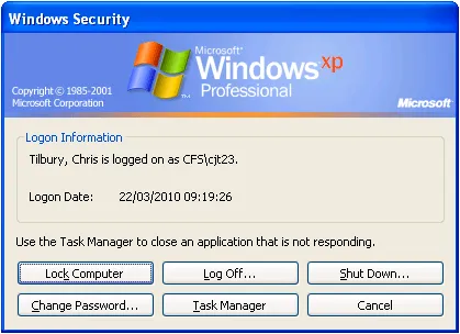 Tela de logout do Windows XP